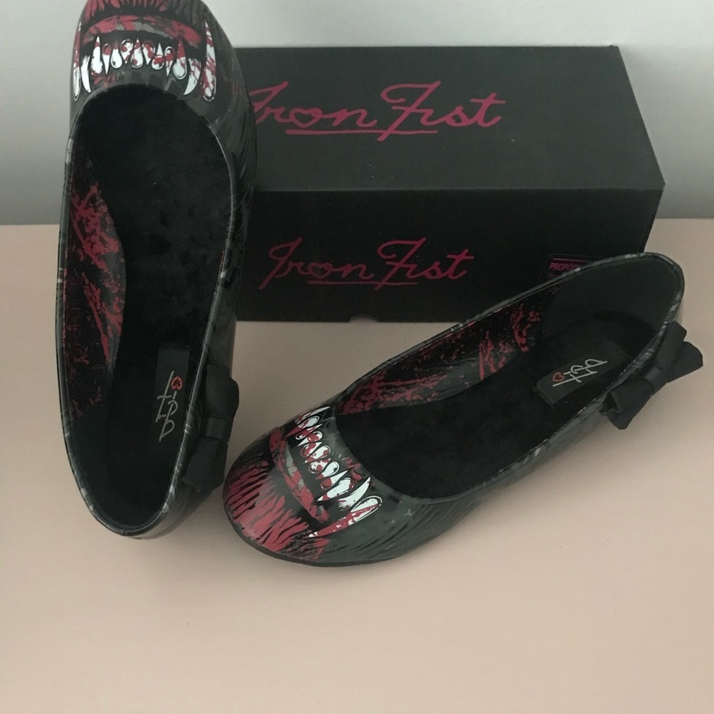Iron Fist Black and Red Graphic Flats